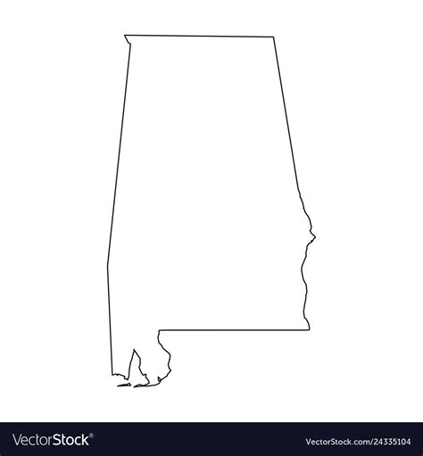 Alabama State Usa Solid Black Outline Map Of Vector Image