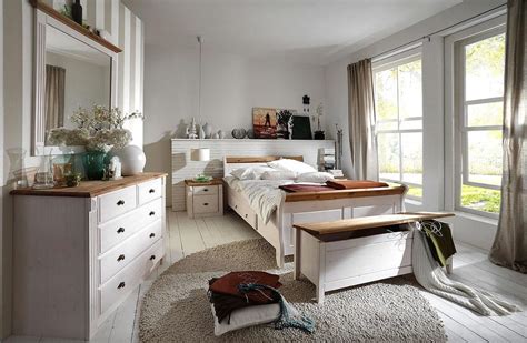 schlafzimmer komplett mit bett  kiefer weiss landhausstil casa