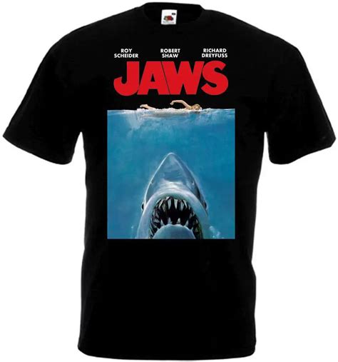 Jaws Ver 2 T Shirt Black Movie Poster All Sizes S 5xl In T Shirts From