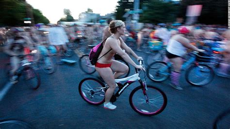 Portland S Naked Bike Ride Organizers Encourage Participants To Carry On By Themselves CNN
