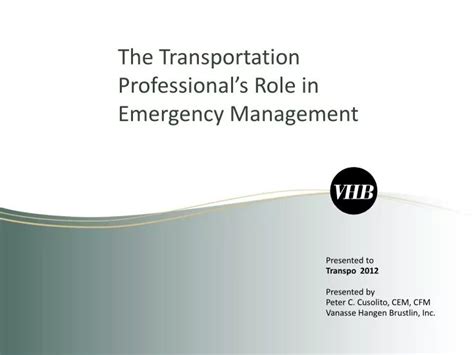Ppt The Transportation Professionals Role In Emergency Management