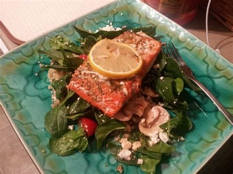 Spinach And Quinoa Salad With Salmon Dressing Is Just A Tiny Bit If