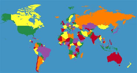 World Map Colour In Countries Colored Map