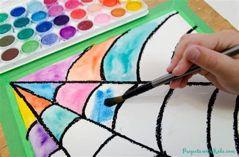 Make Colorful Watercolor Spider Web Art With Kids Projects With Kids