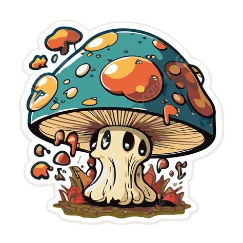 Sticker Featuring A Mushroom That S Covered In Spores Vector Clipart