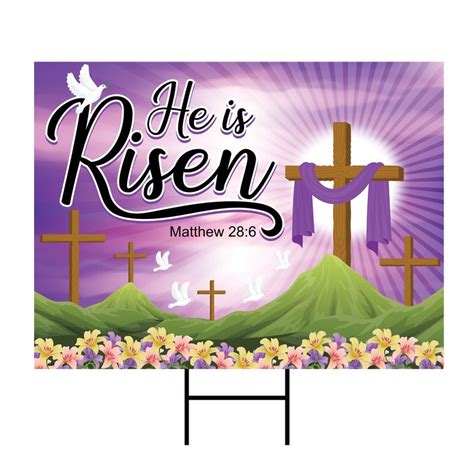 Happy Easter 2023 He Is Risen Yard Sign Voila Print Inc