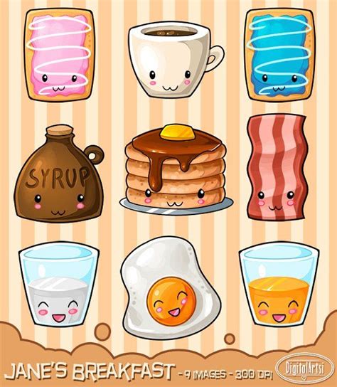 Kawaii Breakfast Clipart By Digitalartsi On Creativemarket Cute Food