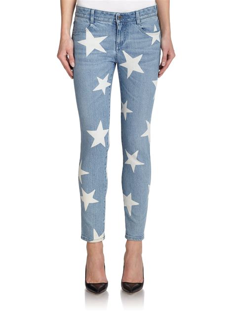 Stella Mccartney Star Print Skinny Jeans In Blue Lyst