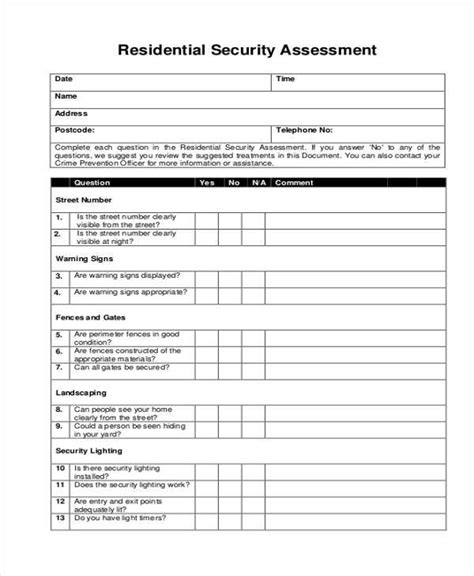 Security Assessment Residential Security Assessment
