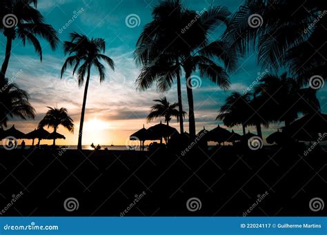 Colored Caribbean Sunset Stock Image Image Of Aruba 22024117