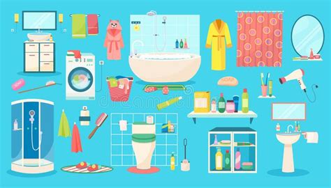 Bathroom Accessories Personal Hygiene Items Vector Illustration Stock