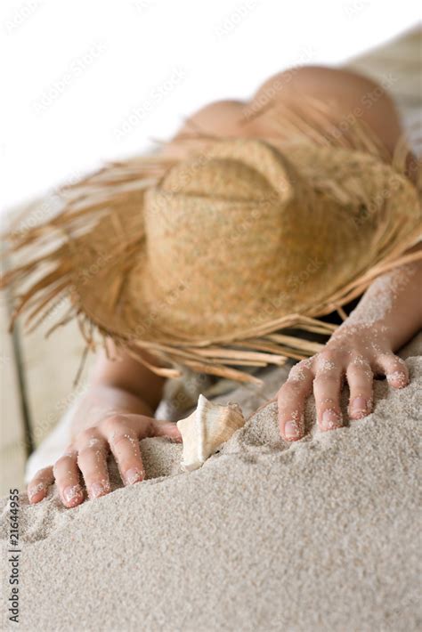 Naked Woman Sunbathing On Beach Stock Foto Adobe Stock