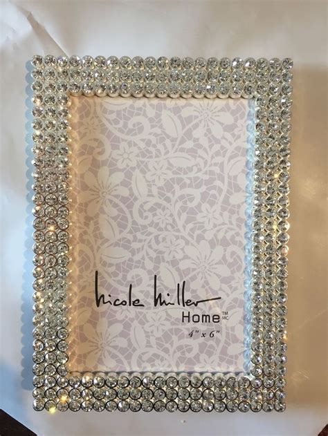 Nicole Miller Silver Tone Bling Sparkly Picture Frame Rhinestones 4x6