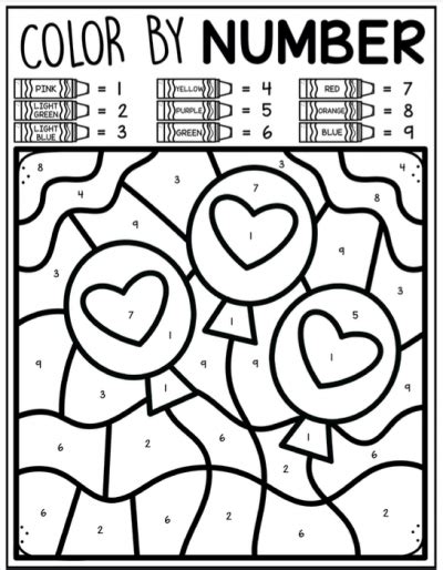 Free Valentines Day Color By Number Coloring Pages
