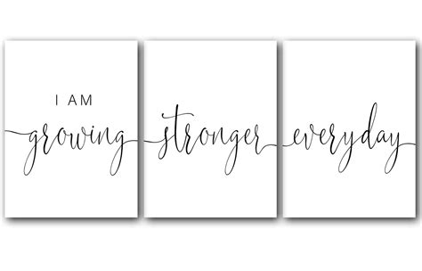 I Am Growing Stronger Everyday Set Of 3 Poster Prints Etsy