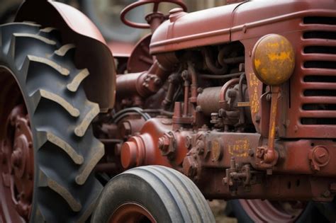 Premium Ai Image Closeup Of Vintage Tractor With Its Metal And Rubber