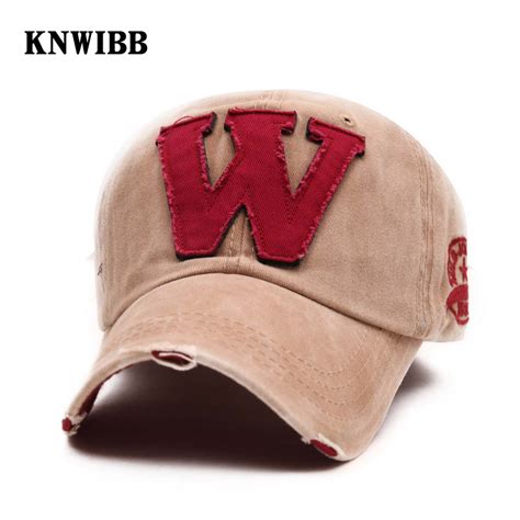 knwibb hot cotton embroidery letter w baseball cap snapback caps fitted bone casquette hat for