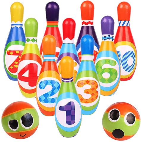 Lshuigen Kids Bowling Set With 10 Bowling Pins And 2 Balls