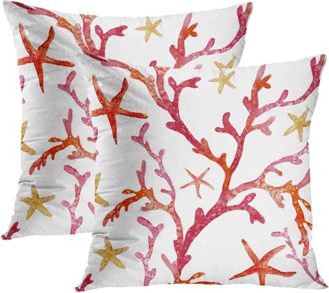Janyho Corals Set Of 2 Throw Pillow Covers Ocean Coral