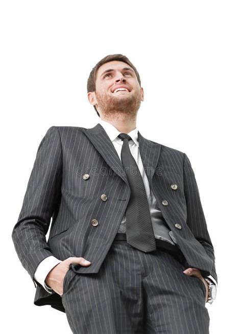 Bottom View Confident Businessman Looking Forwardisolated On White