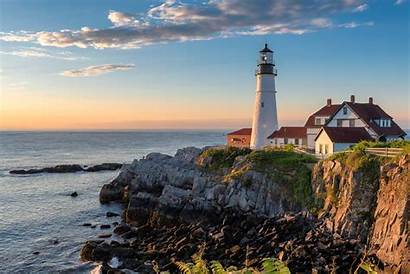 Lighthouse Maine Lighthouses Sunrise England America Usa