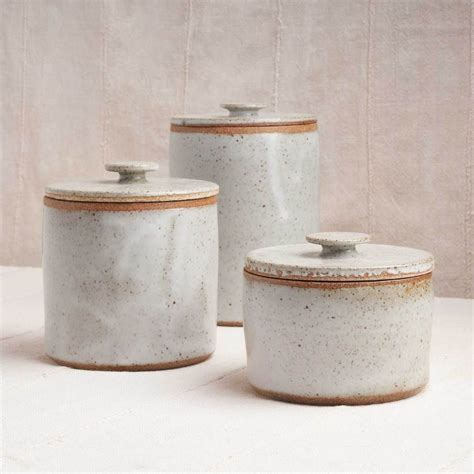 Lidded Canisters Set Of 3 In 2020 Pottery Canister Sets Pottery