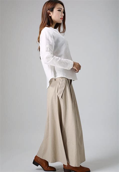 Khaki Skirt Maxi Skirt Long Skirt Casual Skirt Linen Etsy