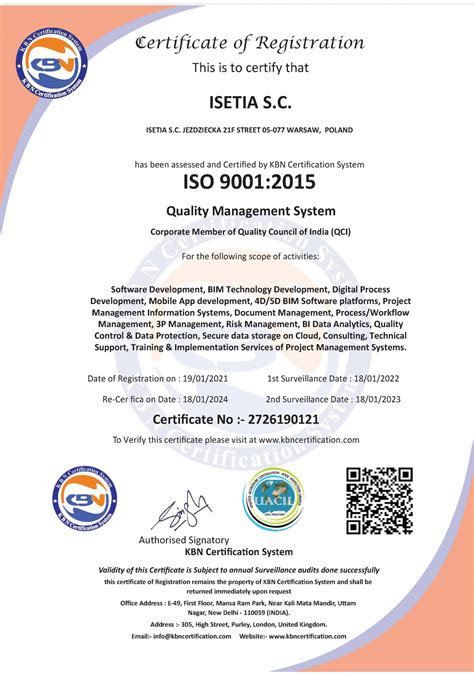 Iso 90012015 Certificate Isetia