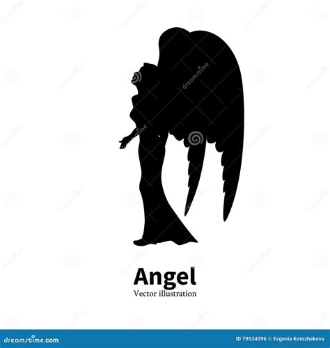 Vector Silhouette Girl With Angel Wings Praying Stock Vector