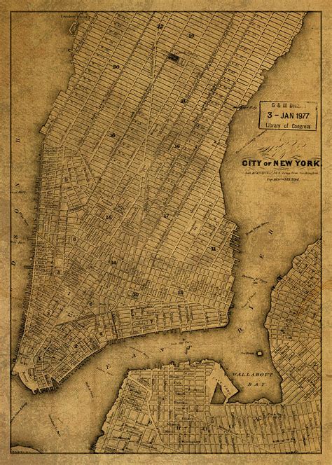 Manhattan New York City Street Map 1860 Mixed Media By