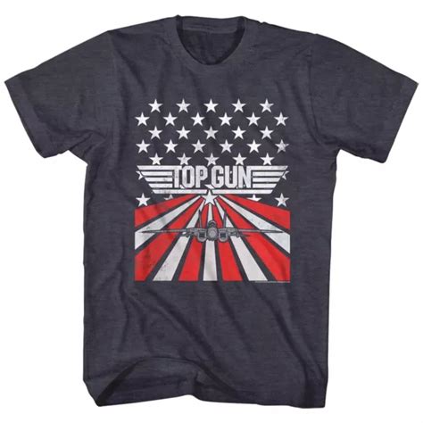 Top Gun Movie Logo F14 Fighter Jet America Flag Strip Mens T Shirt £38