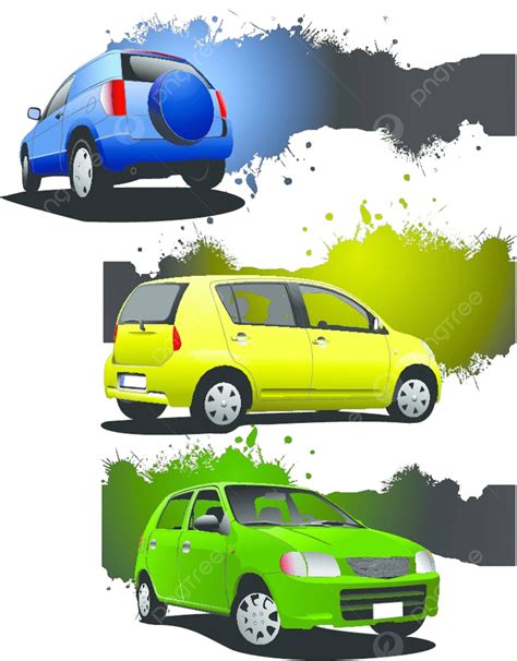 Vector Illustration Of Three Car Image Grunge Banners Vector Car