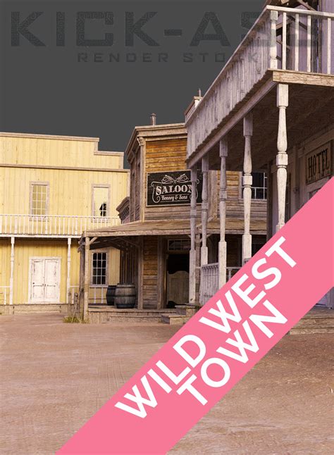 Wild West Town Kick Ass Render Stock