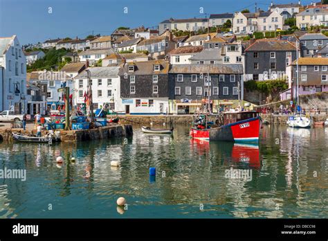 Sailing Boats In Harbor Mevagissey Cornwall England United Stock