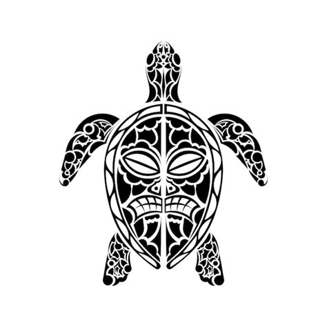 Premium Vector Polynesian Style Turtle Tattoo Maori Mask Pattern