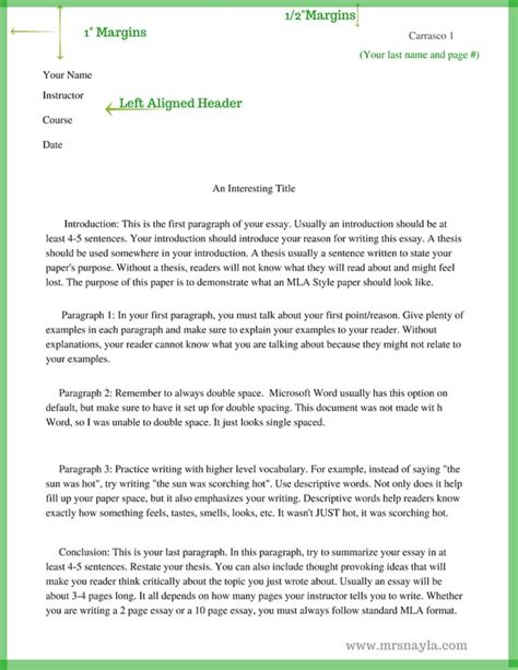 Use the mla citation generator to create a detailed works cited page with properly formatted mla citations. MLA Style Sample Essay Format www.mrsnayla.com (With ...