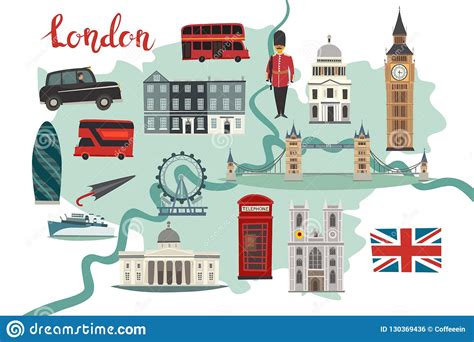 London Illustrated Map Vector Abstract Colorful Atlas