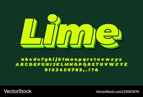 3d Lime Green Text Effect Or Font Effect Style Vector Image