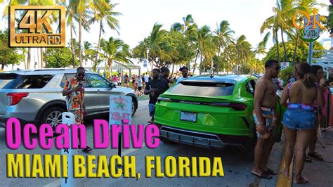 4k Ocean Drive Miami Beach Florida Usa 2022 Sunset Walking Tourstay Active