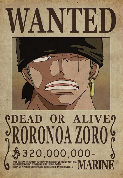 One Piece Wanted Poster Zoro Digital Art By Niklas Andersen Fine