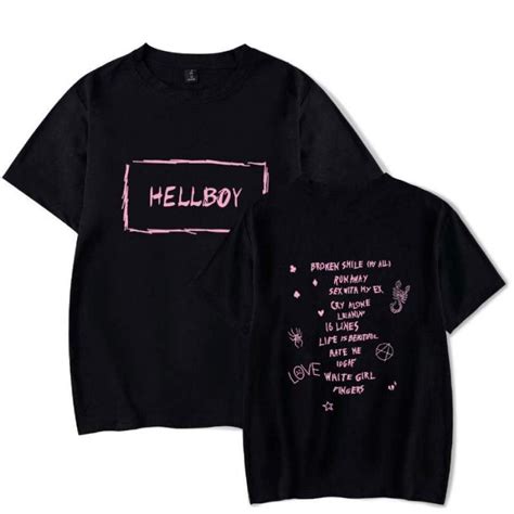 Lil Peep Hellboy Shirt Men Short Sleeves Pink Style In 2022 Men Short
