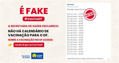 A primeira fase do plano de vacinação tem por alvo. É falso calendário de vacinação por idade divulgado na internet - Agência Brasília