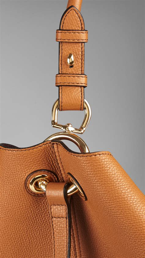 Burberry Large Buckle Detail Leather Hobo Bag In Cognac Brown Lyst