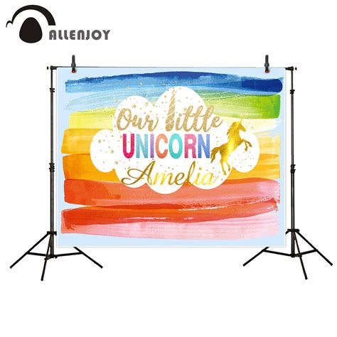 Allenjoy Rainbow Unicorn Golden Birthday Background Custom Name Studio