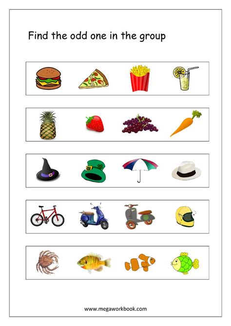 Odd One Out Worksheet 4 Preschool Worksheets Phonics For Kids