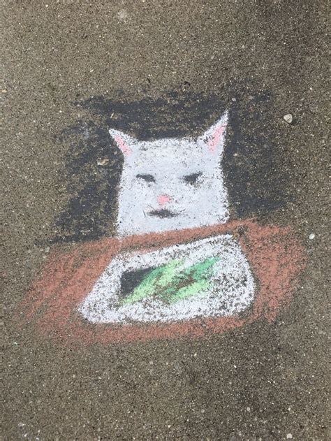 Smudge The Cat Meme Chalk Art Chalk Art Cat Memes Art