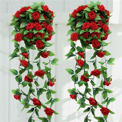 buy luyue 33 heads pcs artificial flower vines wedding rose rattan wall hanging