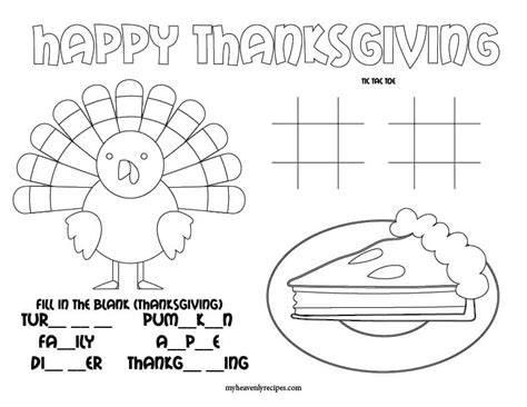 This printable thanksgiving table setting for kids comes with a placemat they can color and cute place cards. Thanksgiving Placemat Printable - My Heavenly Recipes