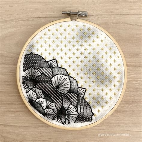 Blackwork Mandala Succulents Part 2 Pdf Embroidery Pattern — Purple