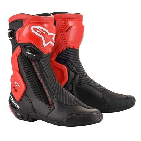 Alpinestars Smx Plus V2 Leather Sport Road Race Motorcycle Boots Black Red New Ebay